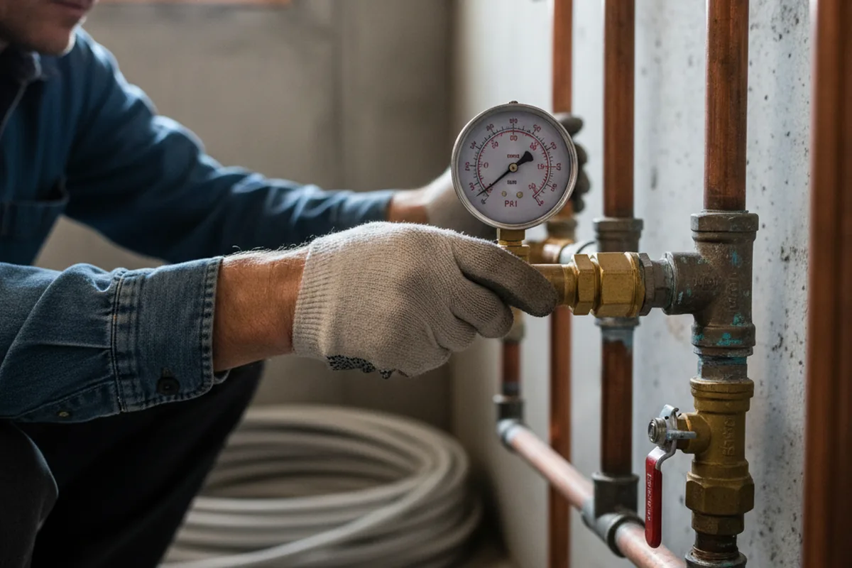 Pressure testing a repaired line during Water Line Repair in Franktown